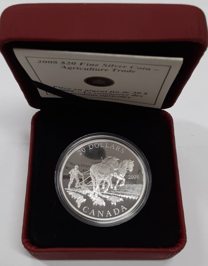 2008 Silver $20 Proof Coin Canada Agriculture Trade 1oz with Box and COA (1 of 5)