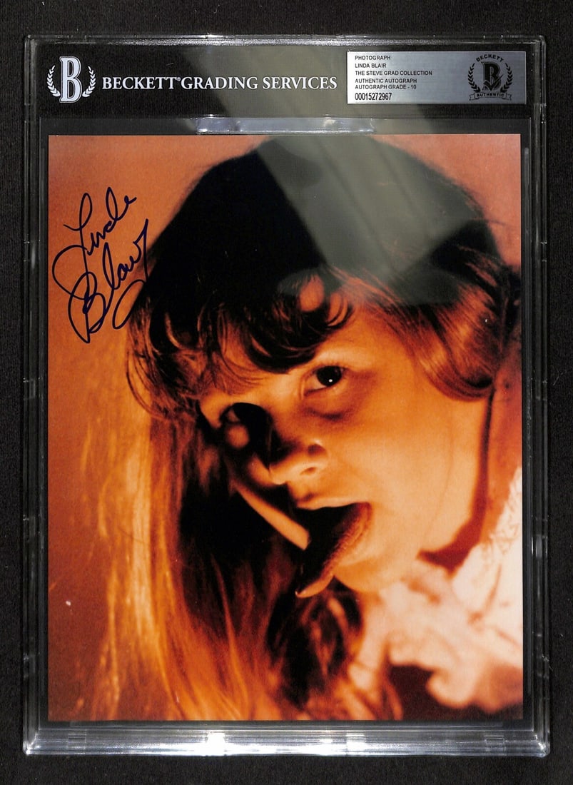 8x10 Linda Blair Autographed Regan Photograph Beckett Auto 10 from The Exorcist: 8x10 Linda Blair Autographed Regan Photograph Beckett Auto 10 from The Exorcist This is an original 8x10 color photograph signed by Linda Blair as Regan MacNeil from the movie The Exorcist. The autogr