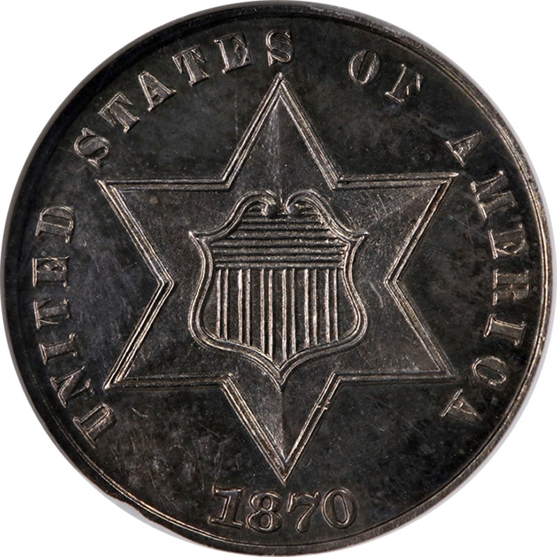 1870 Silver Three Cent Proof Coin NGC PF63 Certified (1 of 4)