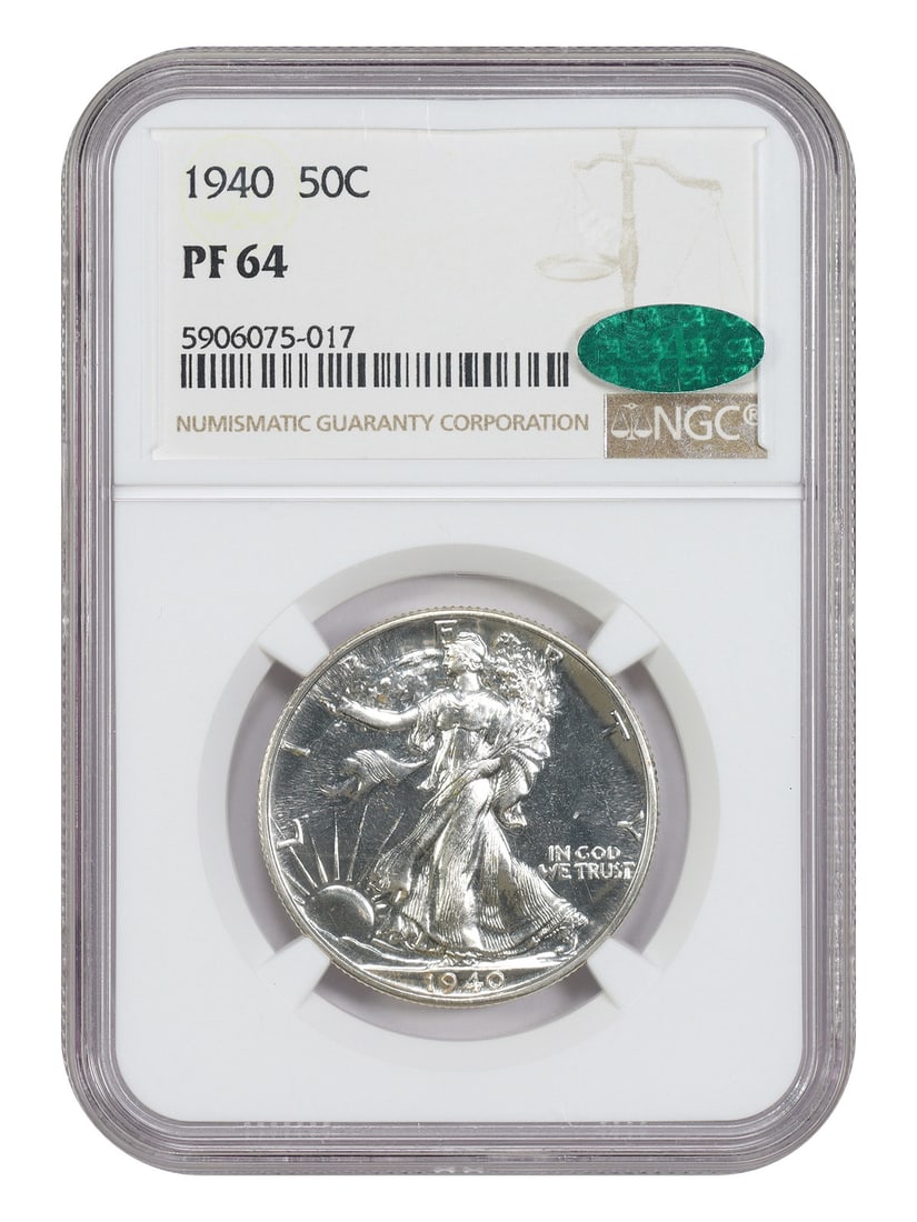 1940 Walking Liberty Half Dollar Proof PR64 NGC CAC Certified: 1940 Walking Liberty Half Dollar Proof PR64 NGC CAC Certified This is a 1940 Walking Liberty Half Dollar, graded PR64 by NGC with CAC approval. The coin is uncirculated and was struck at the Philadelp