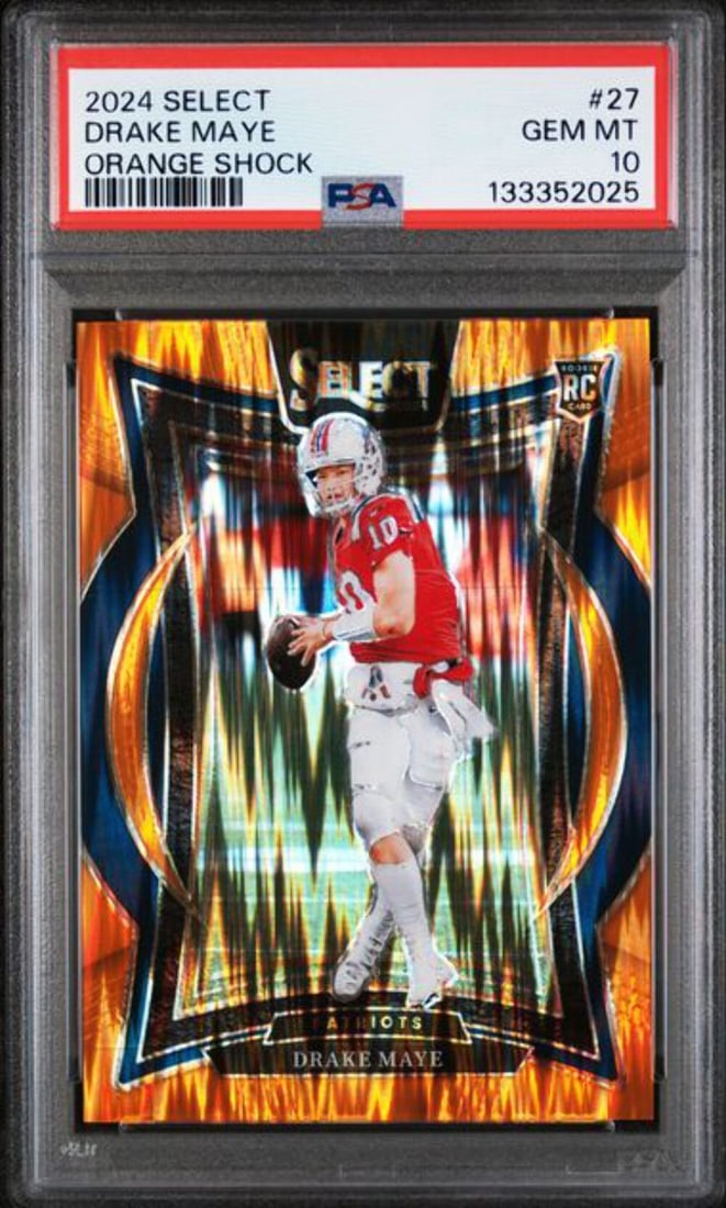 PSA 10 2024 Panini Select Drake Maye Orange Shock Rookie Card #27 out of 499 (1 of 2)