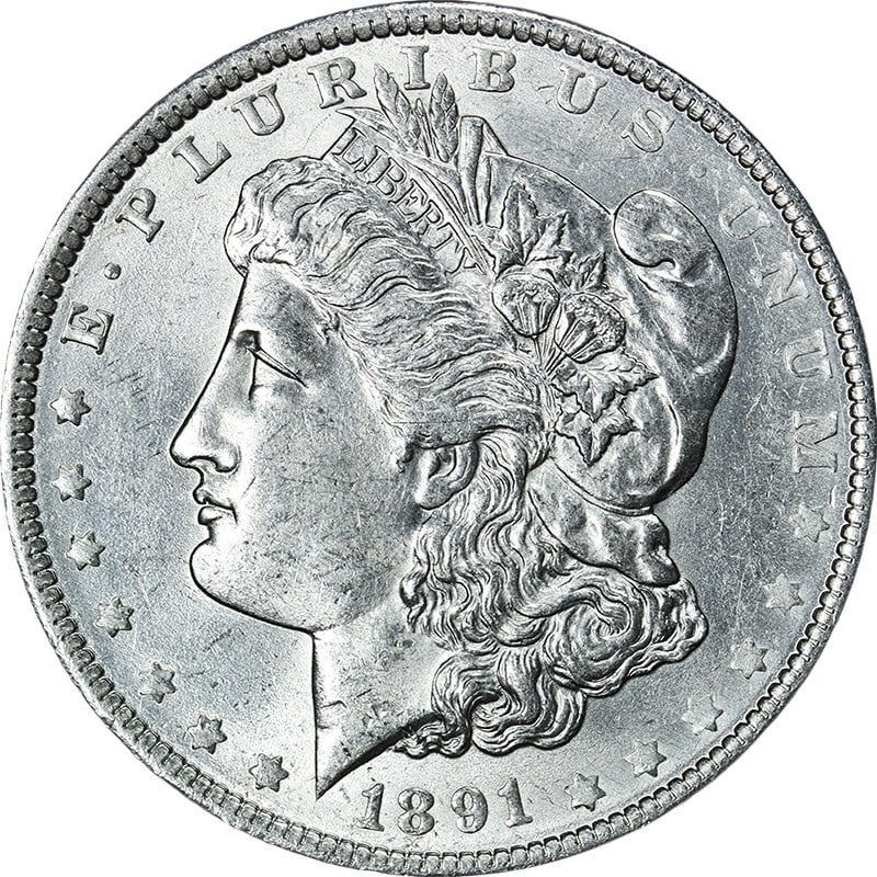 Uncirculated 1891-O Morgan Dollar Silver Coin BU Plus Luster (1 of 2)