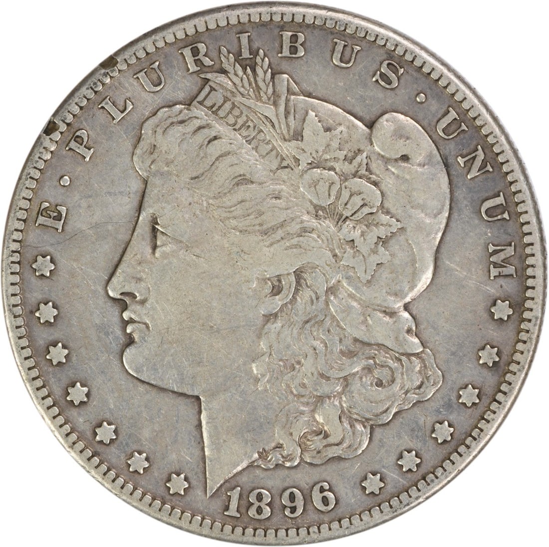 San Francisco Mint 1896 Morgan Dollar 90 Percent Silver EF Uncertified: San Francisco Mint 1896 Morgan Dollar 90 Percent Silver EF Uncertified This 1896-S Morgan Silver Dollar is a circulated U.S. coin minted in San Francisco. It is composed of 90% silver and 10% copper a