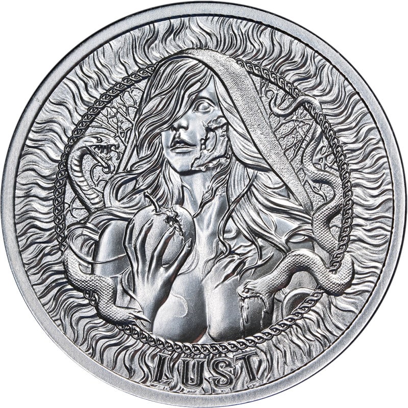 1 Ounce Silver Intaglio Mint Lust Coin Seven Deadly Sins OGP (1 of 2)