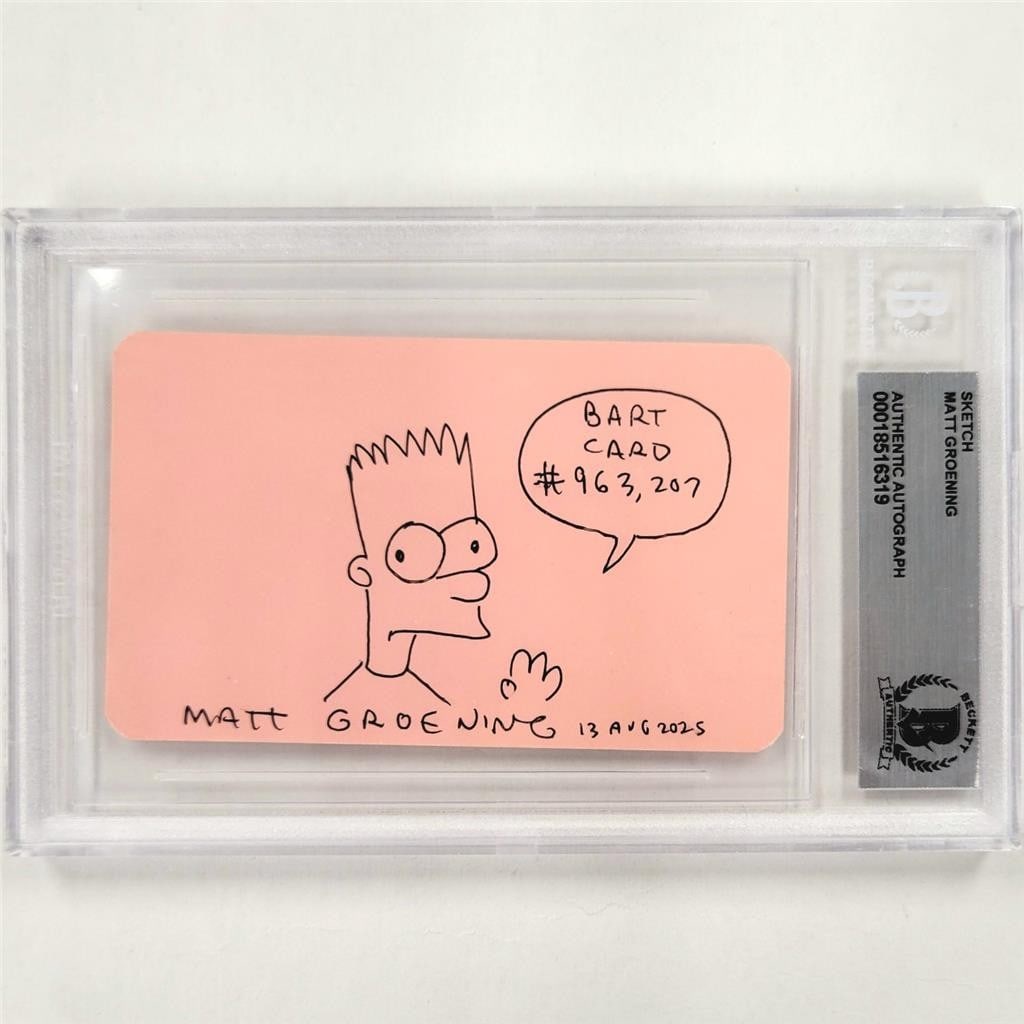 Matt Groening Autographed Business Card with Bart Simpson Sketch (1 of 2)