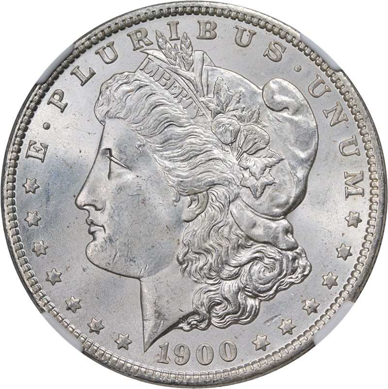NGC MS66 1900-O Silver Morgan Dollar with Attractive Luster and Strike: NGC MS66 1900-O Silver Morgan Dollar with Attractive Luster and Strike This original 1900-O Morgan Silver Dollar has been graded MS66 by NGC. It features attractive eye appeal, bright white luster, an