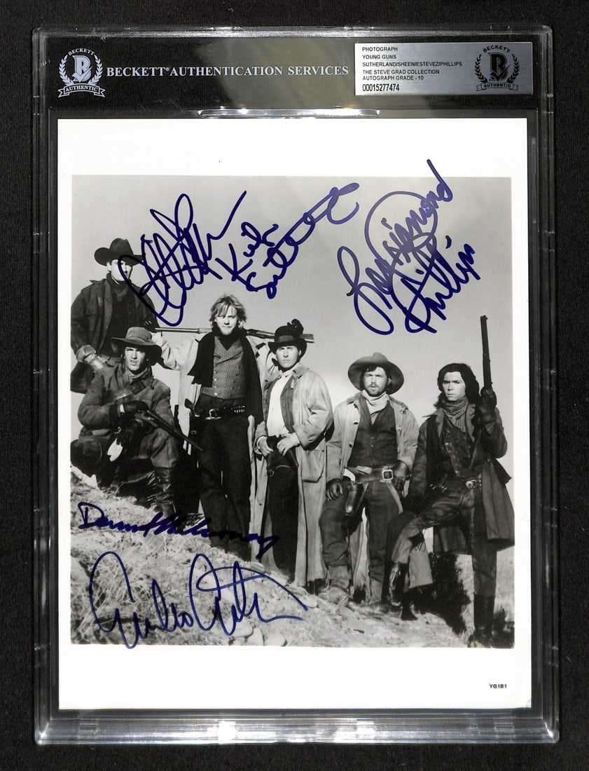 Young Guns Cast Signed 8x10 Photo Beckett Authenticated Estevez Sheen Sutherland Phillips (1 of 1)