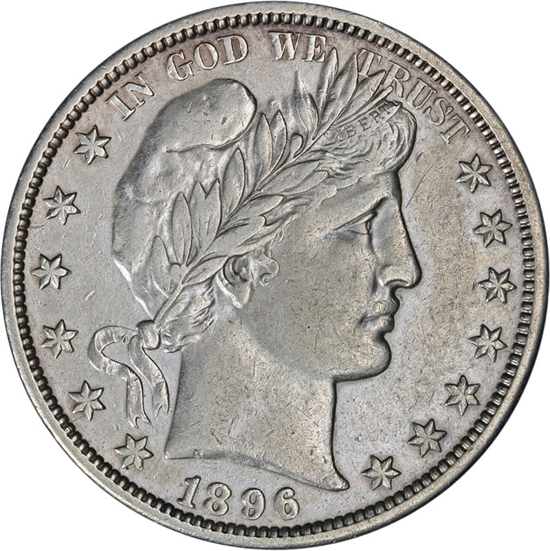 1896-O Barber Half Dollar XF/AU Details Key Date Silver Coin: 1896-O Barber Half Dollar XF/AU Details Key Date Silver Coin This 1896-O Barber Half Dollar is a key date coin that showcases excellent eye appeal and a strong strike. The coin is composed of silver a