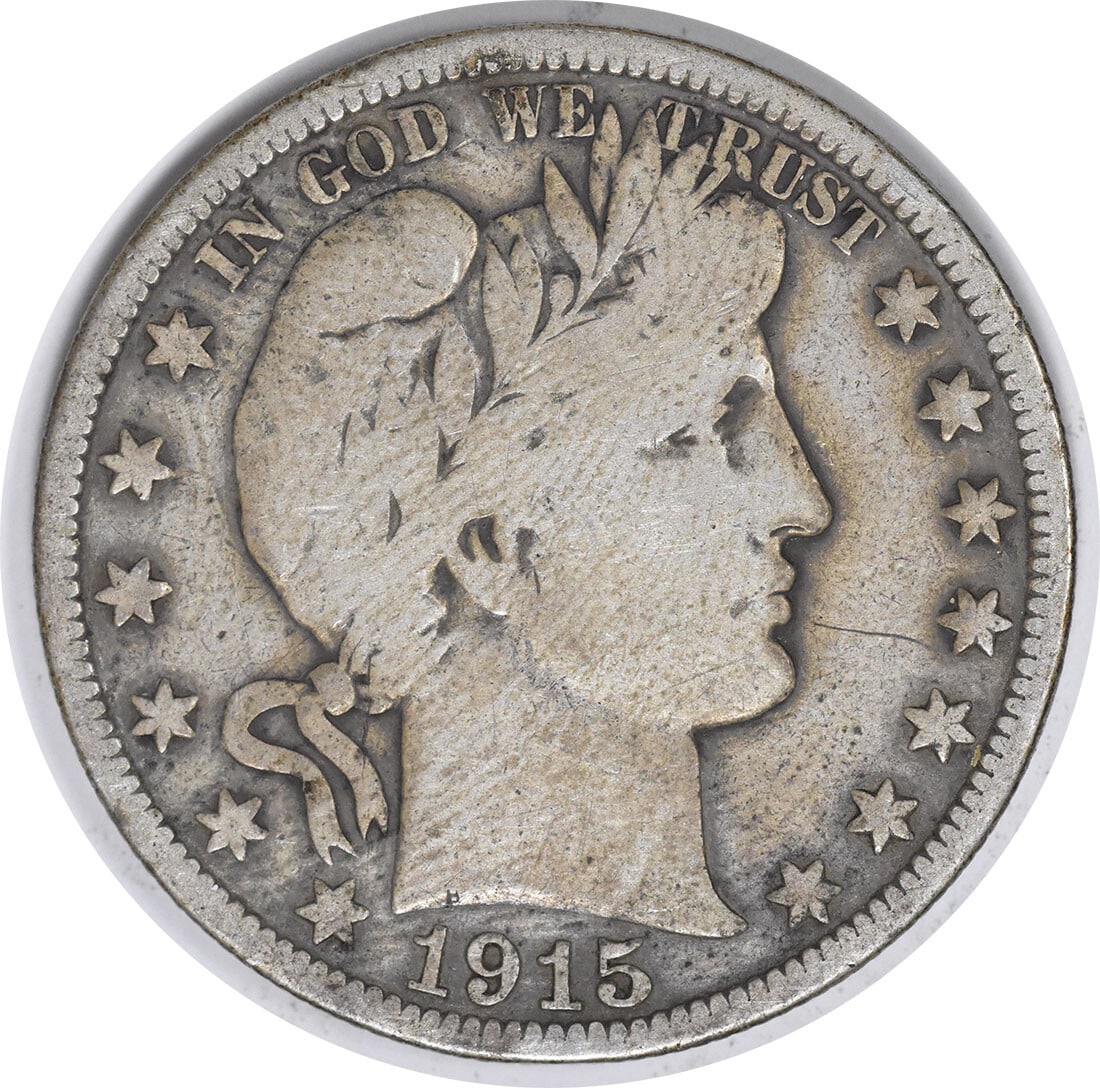 1915 Barber Silver Half Dollar 50C Uncertified VG Philadelphia Mint: 1915 Barber Silver Half Dollar 50C Uncertified VG Philadelphia Mint This 1915 Barber Silver Half Dollar is a fascinating collectible piece, featuring the design of Charles E. Barber. The coin is in VG