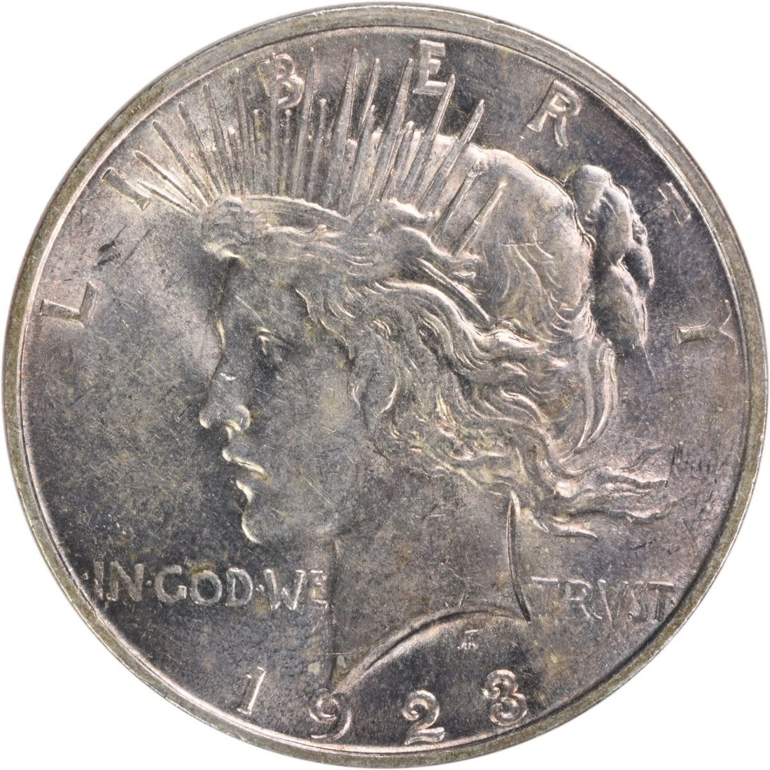 1923-D Peace Silver Dollar AU Uncertified 90% Silver Coin: 1923-D Peace Silver Dollar AU Uncertified 90% Silver Coin This 1923-D Peace Silver Dollar is a striking piece of history, showcasing the artistry of designer Anthony de Francisci. Struck in Denver, th
