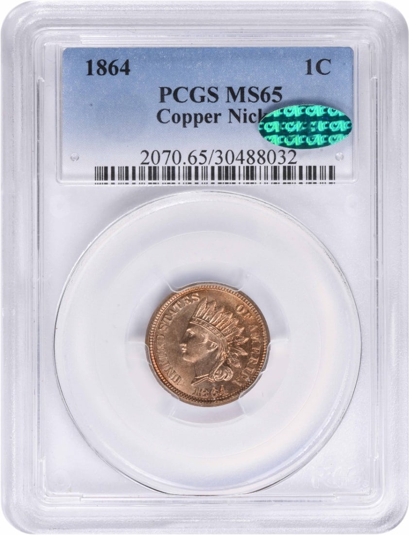 1864 Indian Head Cent Copper MS65 PCGS Certified Uncirculated: 1864 Indian Head Cent Copper MS65 PCGS Certified Uncirculated This stunning 1864 Indian Cent features a copper composition and has been graded MS65 by PCGS, showcasing its uncirculated condition. With