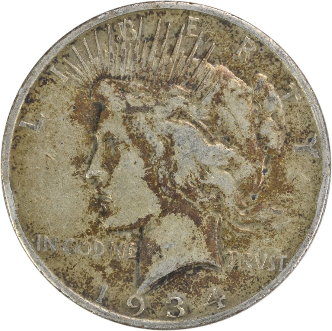 1934-S Peace Silver Dollar $1 Coin 90% Silver Uncertified: 1934-S Peace Silver Dollar $1 Coin 90% Silver Uncertified This 1934-S Peace Silver Dollar is a captivating piece of history, featuring a design by Anthony de Francisci. It is classified as a Very Fine