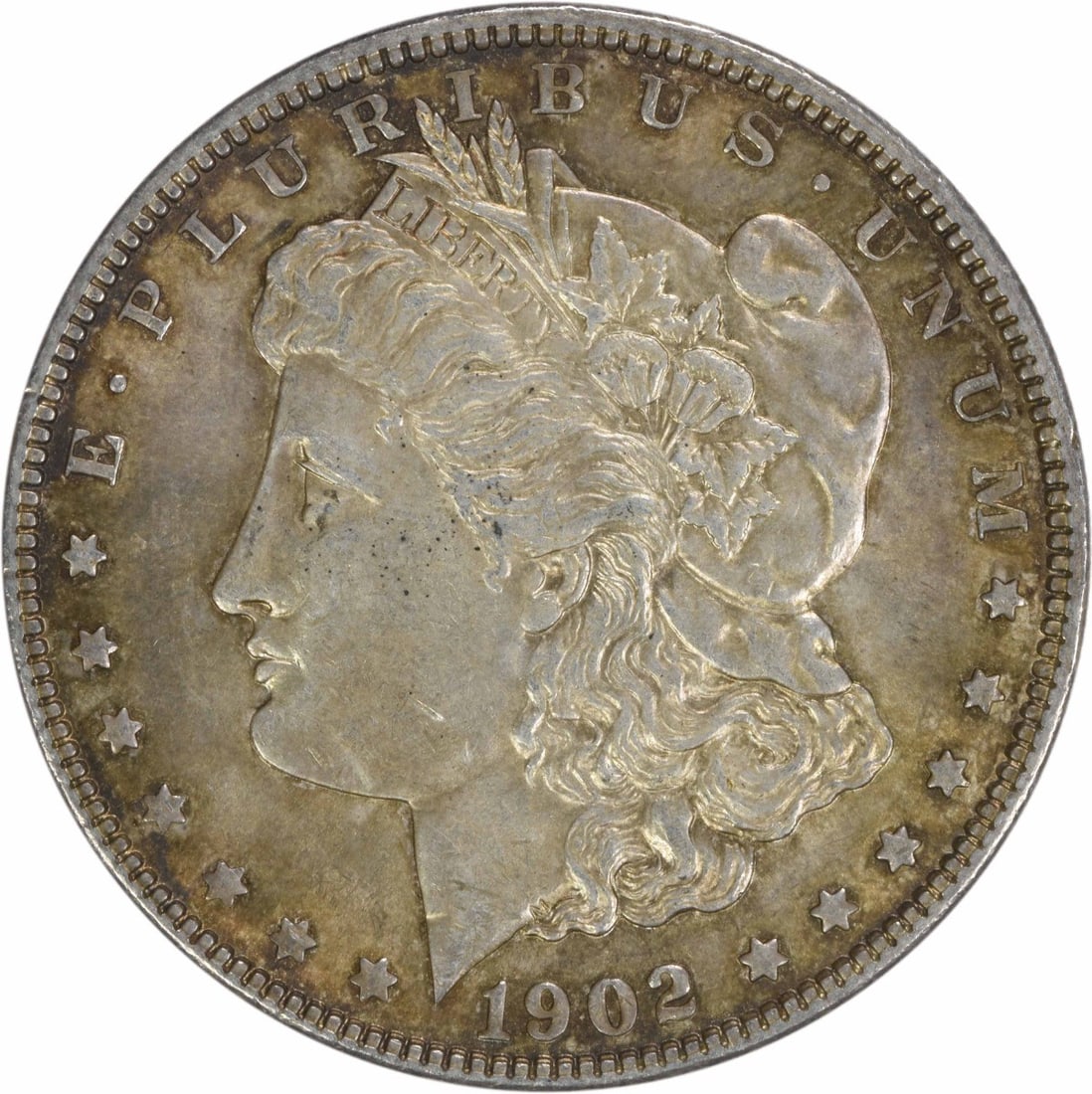 1902 Morgan Silver Dollar AU Uncertified 90% Silver Coin: 1902 Morgan Silver Dollar AU Uncertified 90% Silver Coin This 1902 Morgan Silver Dollar is a beautiful example of American coinage. It features a composition of 90% silver and 10% copper, showcasing t