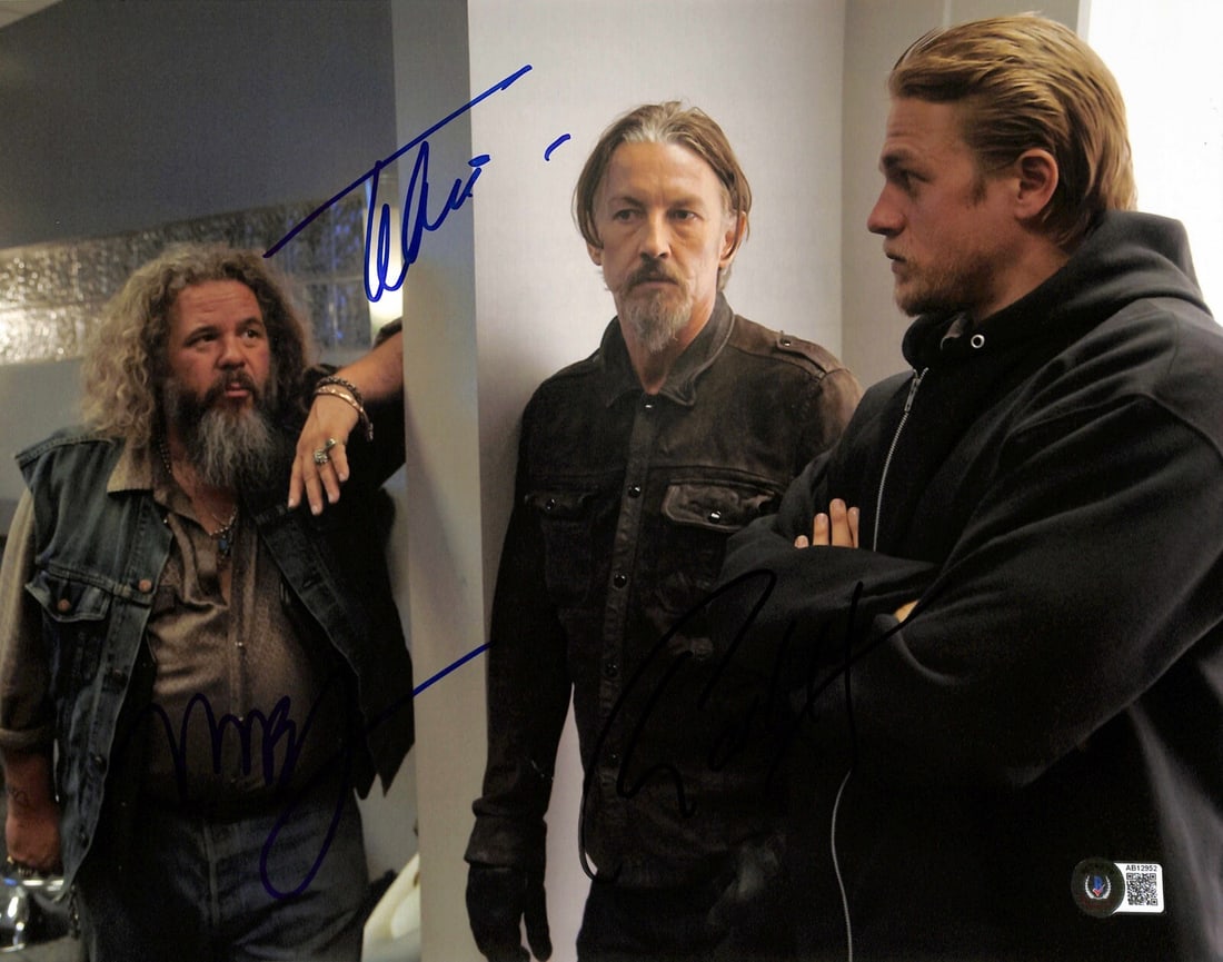 11x14 Color Photo Signed by Hunnam Flanagan Boone Jr Sons of Anarchy BAS LOA: 11x14 Color Photo Signed by Hunnam Flanagan Boone Jr Sons of Anarchy BAS LOA This is an original 11x14 color photograph from the TV series Sons of Anarchy, autographed by actors Charlie Hunnam, Tommy