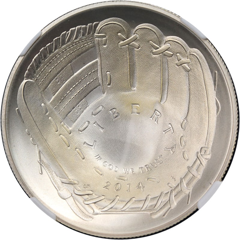 NGC MS70 2014-P Silver Baseball Hall of Fame Dollar Commemorative Coin (1 of 4)