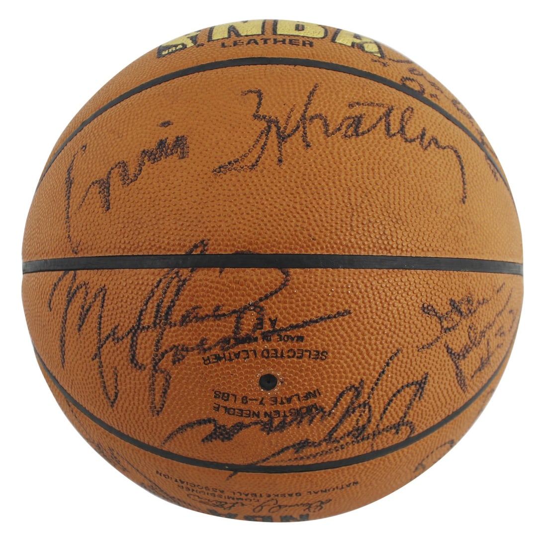 Signed Chicago Bulls Spalding Basketball with Jordan Woolridge PSA JSA LOAs: Signed Chicago Bulls Spalding Basketball with Jordan Woolridge PSA JSA LOAs This authentic Spalding NBA Leather Basketball features the signatures of legendary players from the 1984-85 Chicago Bulls,