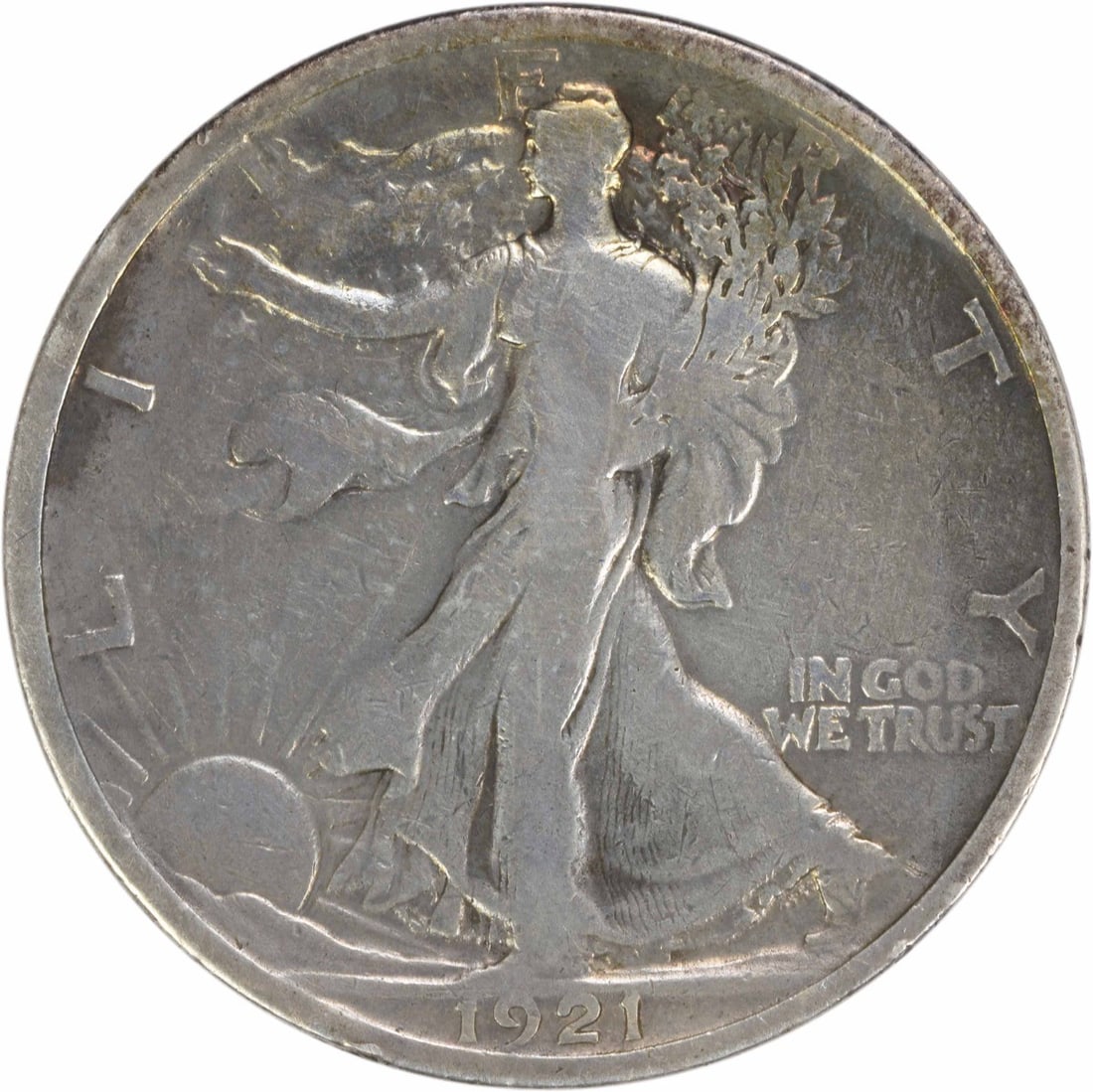 1921 Walking Liberty Half Dollar 90% Silver VG Uncertified: 1921 Walking Liberty Half Dollar 90% Silver VG Uncertified This 1921 Walking Liberty Silver Half Dollar is a classic piece of American numismatic history. Struck at the Philadelphia mint, this coin fe