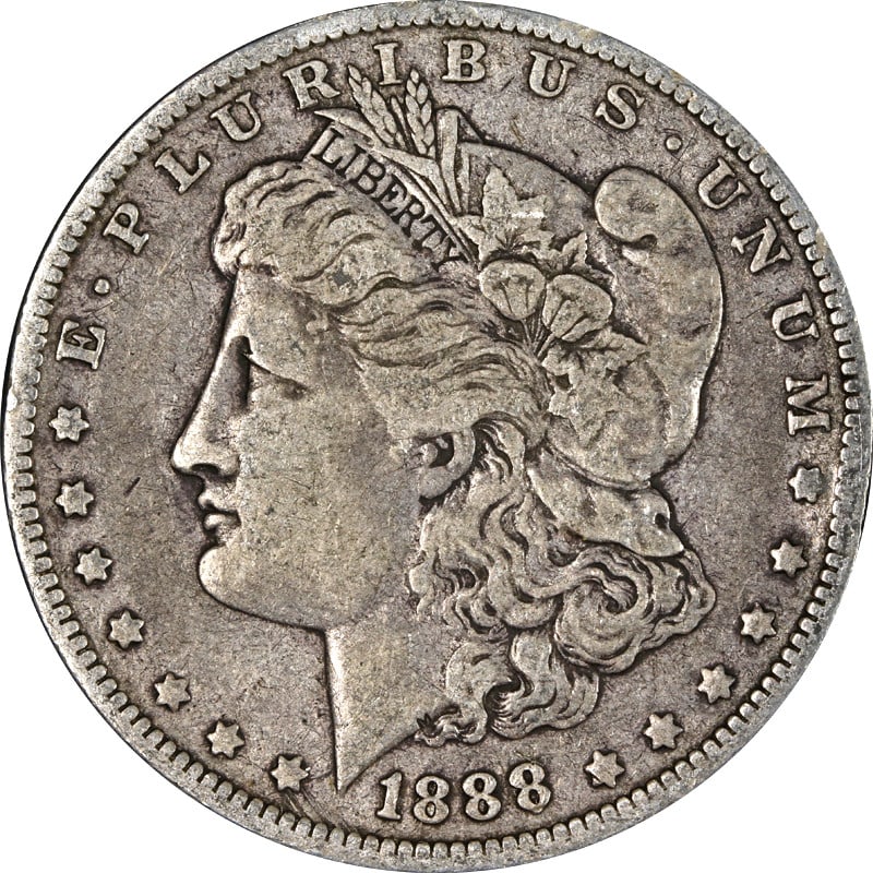Silver 1888 O Morgan Dollar VAM 7A Shooting Star Variety Coin: Silver 1888 O Morgan Dollar VAM 7A Shooting Star Variety Coin This is an 1888-O Morgan Silver Dollar featuring the VAM 7A Shooting Star variety. The coin is circulated and composed of silver with a fi