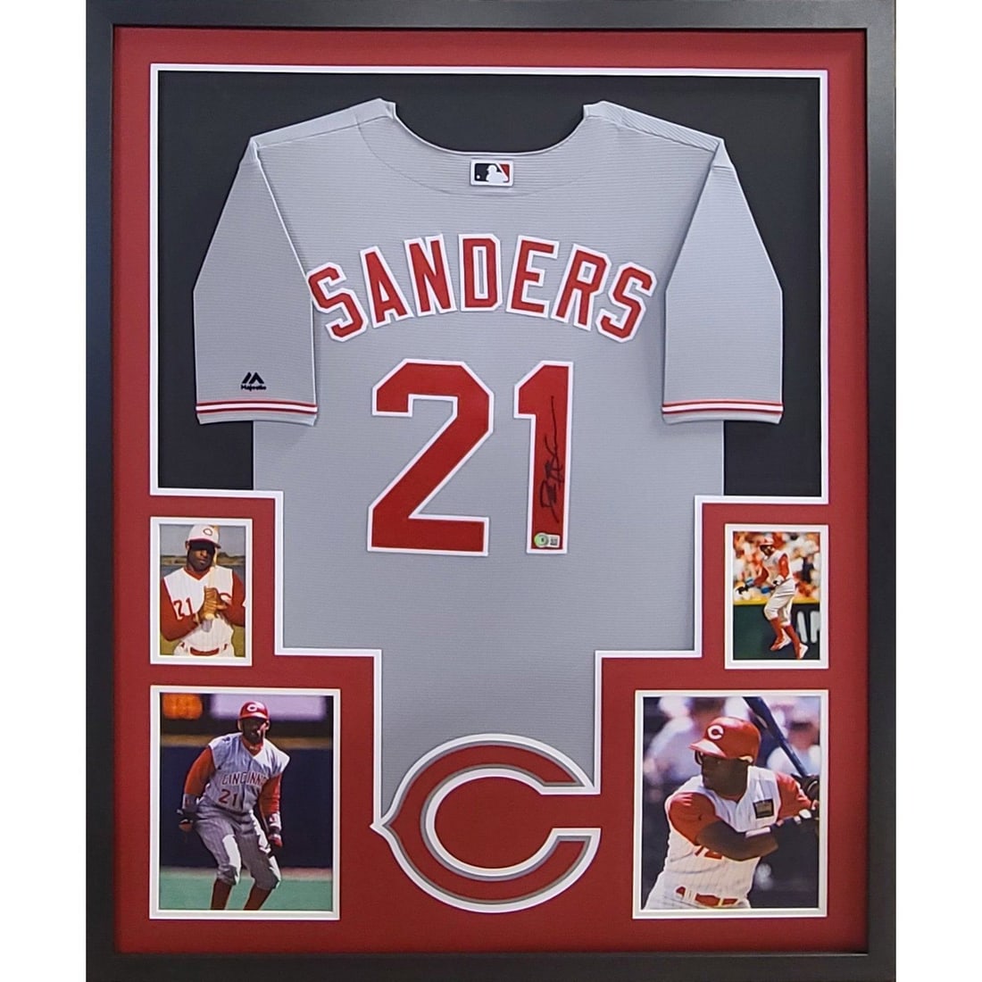 Deion Sanders Framed Jersey Cincinnati Reds Beckett Authenticated (1 of 2)