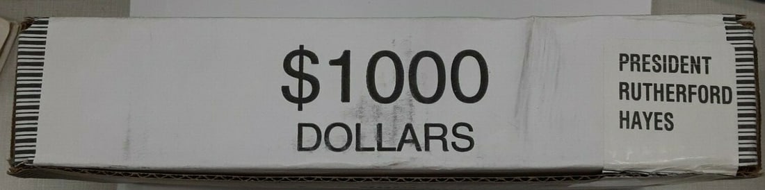 Sealed Box of 1000 2011 Rutherford B. Hayes $1 Presidential Coins Uncirculated: Sealed Box of 1000 2011 Rutherford B. Hayes $1 Presidential Coins Uncirculated This is a sealed box containing 1,000 uncirculated 2011 Rutherford B. Hayes Presidential Dollar coins issued by the U.S.