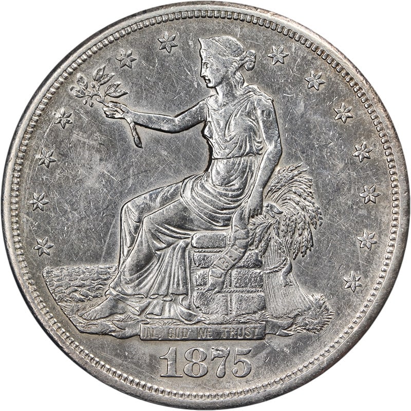1875-S Trade Dollar AU/BU Details Silver Coin with Eye Appeal (1 of 2)