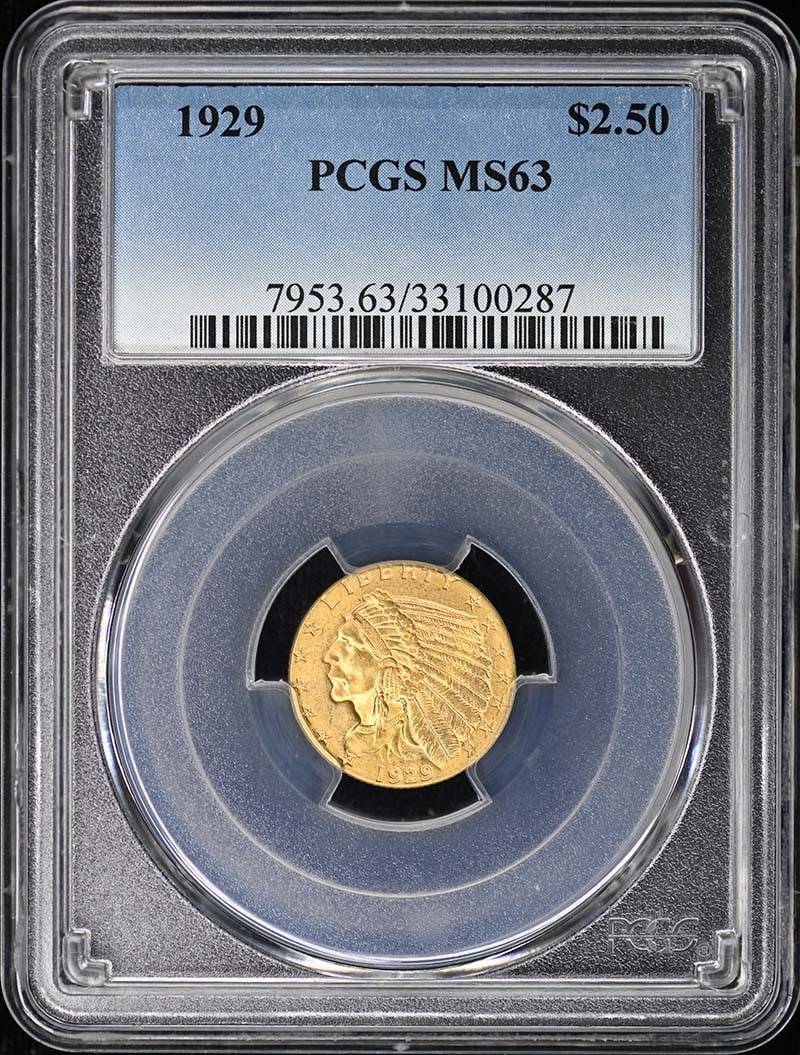 1929 Indian Head $2.50 Gold Coin PCGS MS63 Philadelphia Mint (1 of 4)