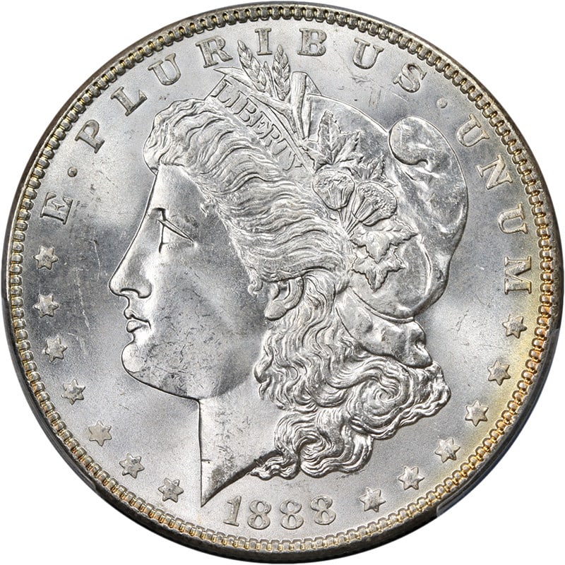 1888-P Morgan Silver Dollar PCGS MS66 Uncirculated Strong Strike: 1888-P Morgan Silver Dollar PCGS MS66 Uncirculated Strong Strike This stunning 1888-P Morgan Silver Dollar is graded PCGS MS66, showcasing superb eye appeal with fantastic luster and a strong strike.