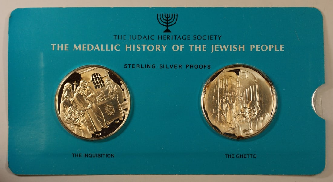 1oz Silver Medal The Inquisition and Ghetto Jewish History by U.S. Mint: 1oz Silver Medal The Inquisition and Ghetto Jewish History by U.S. Mint This is a 1oz silver medal titled 'The Inquisition & The Ghetto,' part of the History of the Jewish People series. Issued by the