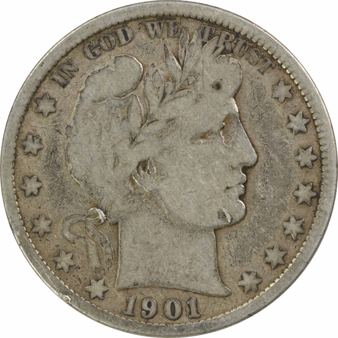 Barber Half Dollar 1901 San Francisco Mint VG 90 Percent Silver Uncertified: Barber Half Dollar 1901 San Francisco Mint VG 90 Percent Silver Uncertified This is a 1901-S Barber Half Dollar coin from the United States, featuring the design by Charles E. Barber. Struck in San Fr