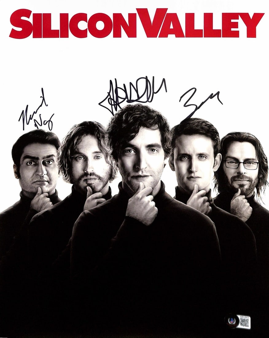 Silicon Valley Signed 11x14 Photo by Middleditch Woods Nanjiani Beckett LOA: Silicon Valley Signed 11x14 Photo by Middleditch Woods Nanjiani Beckett LOA Capture a piece of television history with this striking 11x14 cast photograph from HBO's acclaimed tech comedy, Silicon Val