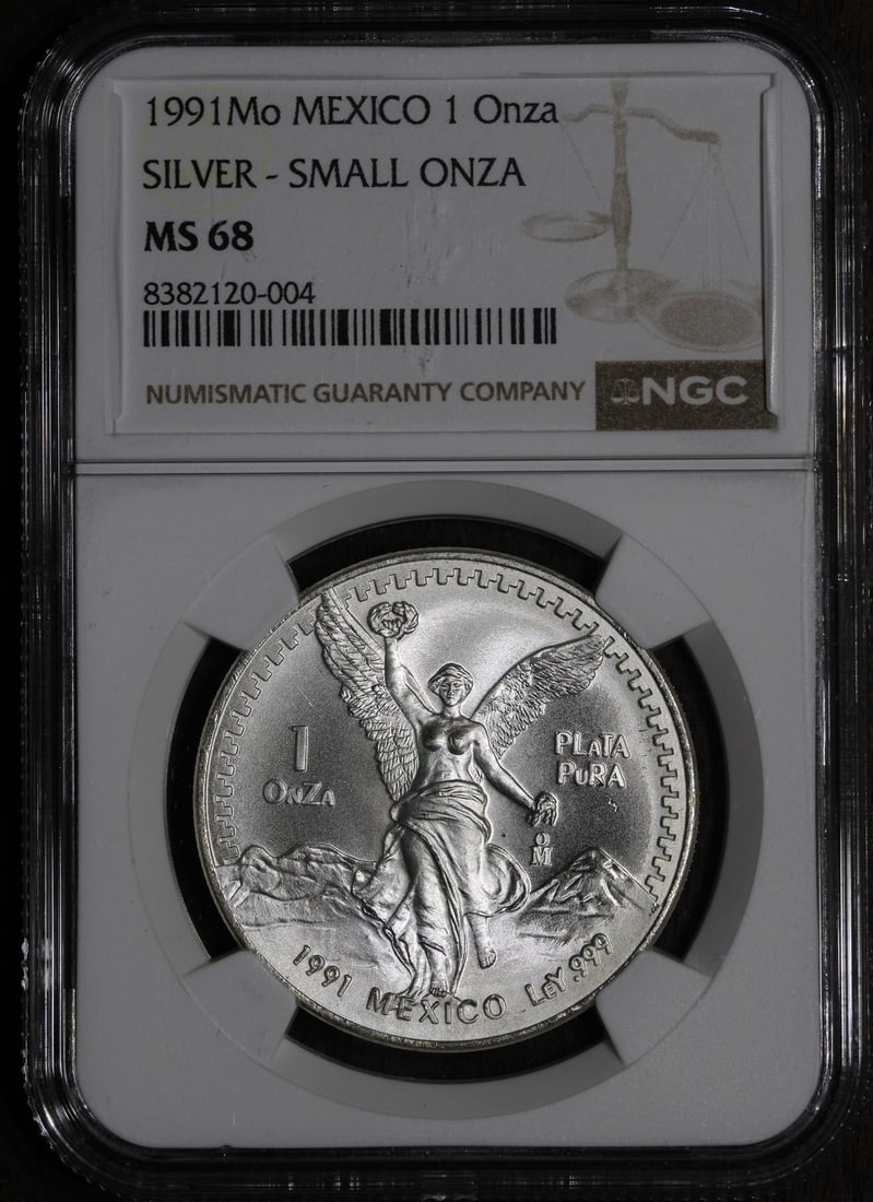 1991 NGC MS68 Type 2 Mexican Silver Libertad Onza Coin (1 of 2)
