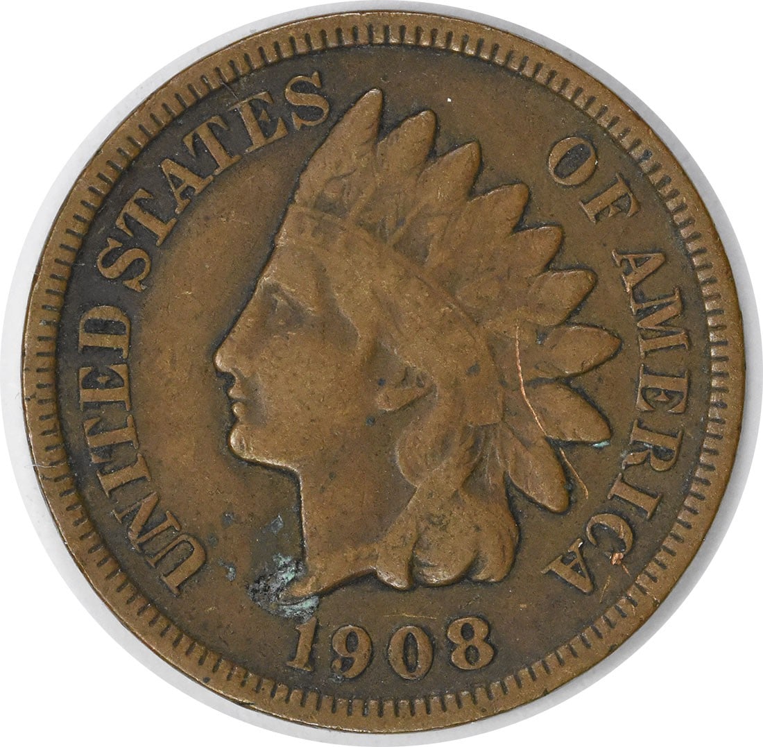 1908-S Indian Head Cent F Uncertified Copper Coin: 1908-S Indian Head Cent F Uncertified Copper Coin This 1908-S Indian Cent is a classic piece of American numismatics, featuring the iconic Indian Head design. It is in Fair (F) condition and has been
