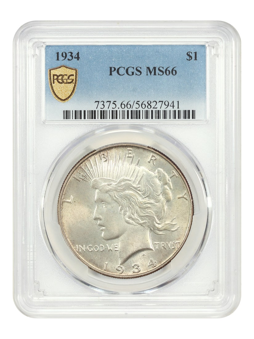 1934 Peace Dollar $1 Graded MS66 by PCGS (1 of 4)
