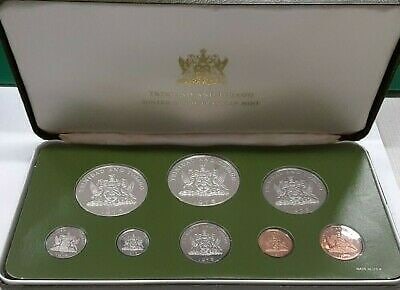 1975 Trinidad and Tobago Gem Proof Eight Coin Franklin Mint Sterling Silver Set: 1975 Trinidad and Tobago Gem Proof Eight Coin Franklin Mint Sterling Silver Set This 1975 Trinidad & Tobago Gem Proof Set by Franklin Mint features eight coins, including sterling silver 5 and 10 doll