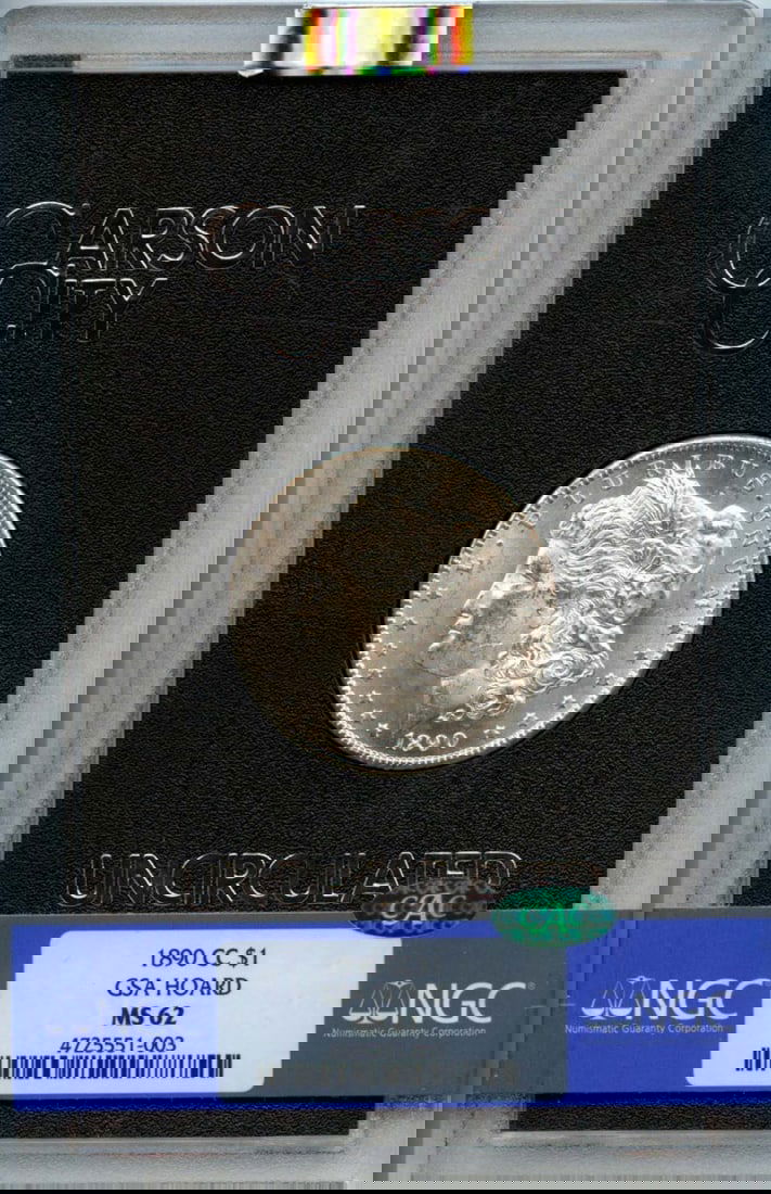 1890-CC Morgan Dollar NGC MS62 CAC Uncirculated Coin (1 of 2)