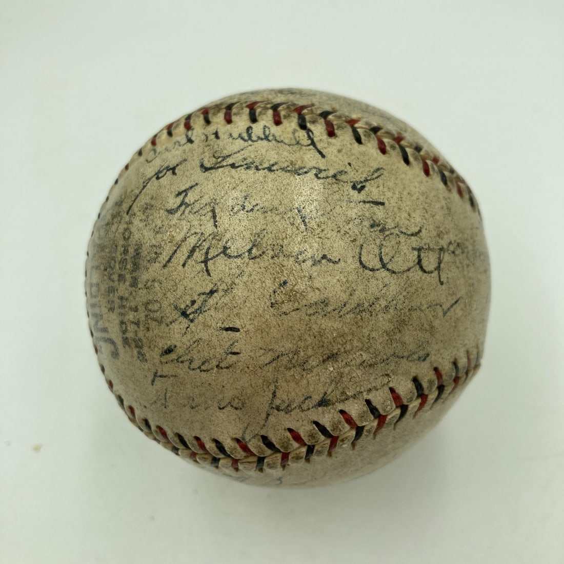 1928 New York Giants Team Signed Baseball with JSA COA: 1928 New York Giants Team Signed Baseball with JSA COA This 1928 New York Giants team signed baseball is a remarkable piece for any baseball enthusiast. The ball, a Spalding J. Heydler Official Nation