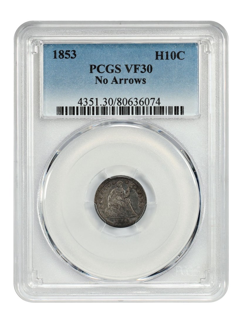 1853 Liberty Seated Half Dime No Arrows PCGS VF30 Certified Scarce Issue (1 of 4)