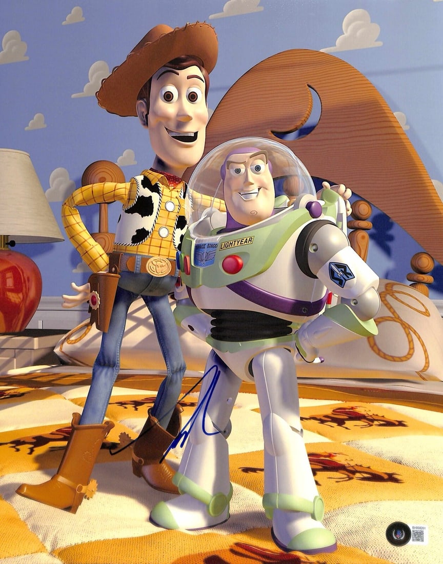 Tim Allen Signed Buzz Lightyear 11x14 Photo Beckett Certified: Tim Allen Signed Buzz Lightyear 11x14 Photo Beckett Certified This is a signed 11X14 photograph of Tim Allen as Buzz Lightyear from the beloved movie Toy Story. The photo features a vibrant blue perma