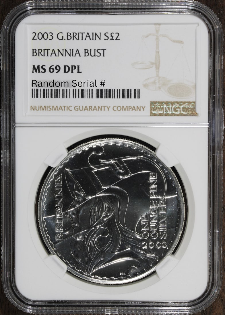 2003 UK Silver Britannia 1 oz MS69 DPL NGC Certified Coin (1 of 2)