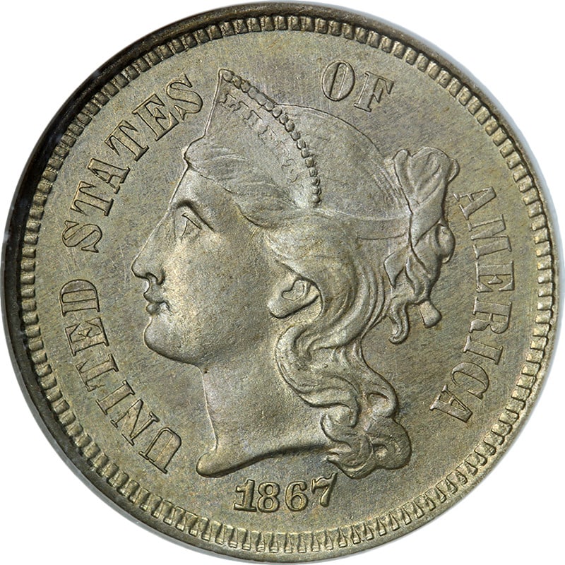 1867 Three Cent Nickel Coin NGC MS64 Certified Uncirculated (1 of 4)