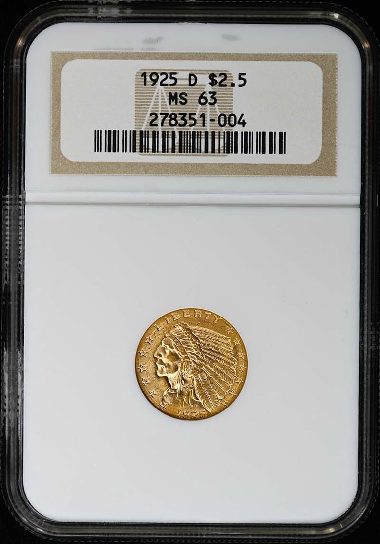 1925 Denver Mint Indian Head $2.50 Gold Coin NGC MS63 (1 of 4)