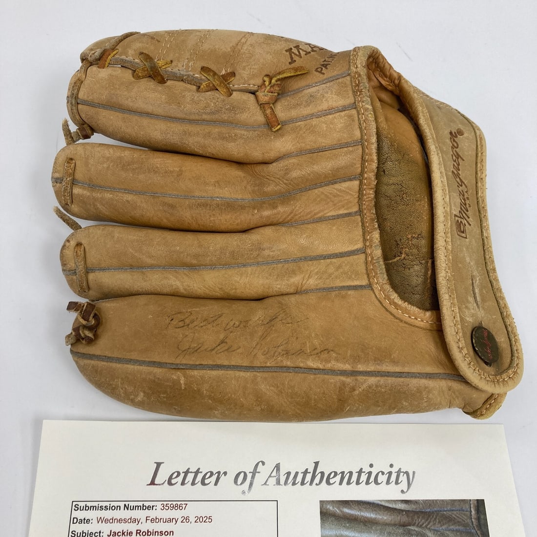 Jackie Robinson Single Signed 1950s MacGregor Baseball Glove JSA COA (1 of 11)