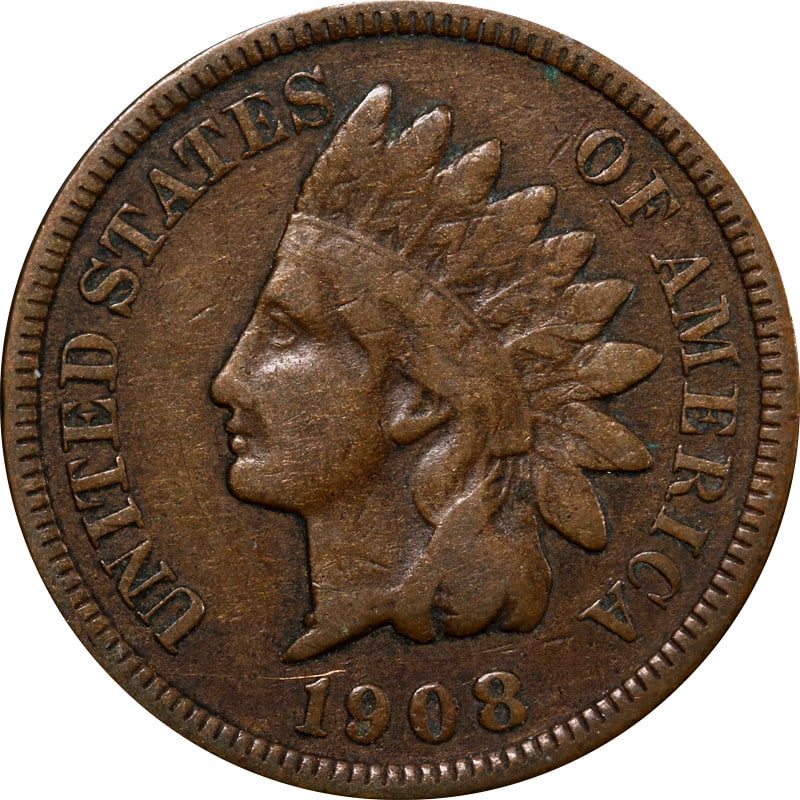 1908-S Indian Cent Copper Coin San Francisco Circulated: 1908-S Indian Cent Copper Coin San Francisco Circulated This 1908-S Indian Cent is a notable piece of numismatic history, minted in San Francisco. The coin is made of copper and has been circulated, s