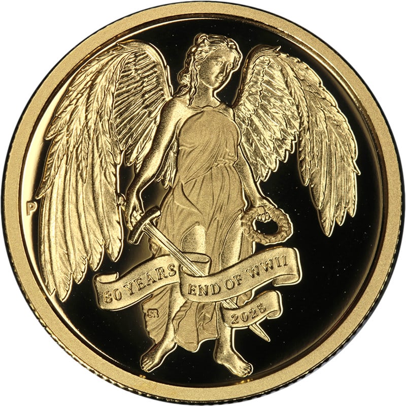 2025 Australia $25 Gold Quarter Ounce Proof End of WWII Victory Coin OGP COA: 2025 Australia $25 Gold Quarter Ounce Proof End of WWII Victory Coin OGP COA This 2025 Australia 1/4 Ounce Gold $25 Proof coin commemorates the end of World War II. Struck in gold, it features a proof