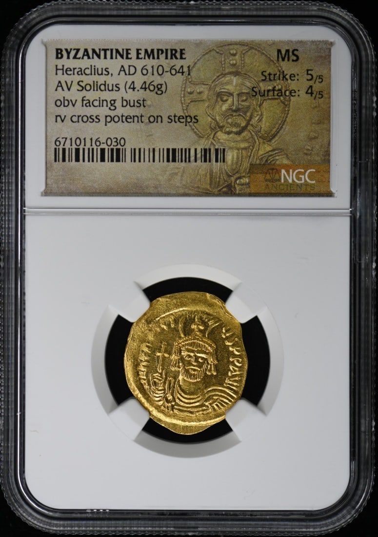 Heraclius AV Solidus Coin Byzantine Empire NGC MS60 Certified (1 of 4)