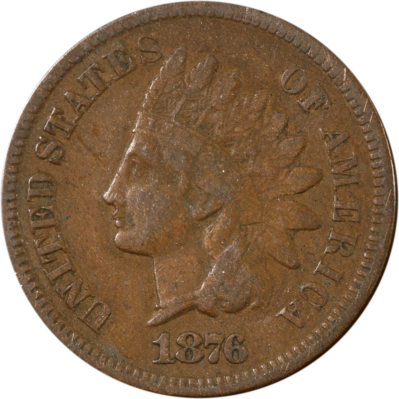 1876 Indian Cent Copper Coin Circulated Uncertified: 1876 Indian Cent Copper Coin Circulated Uncertified This 1876 Indian Cent is a beautiful representation of American numismatic history. Made of copper, this coin showcases intricate designs that have