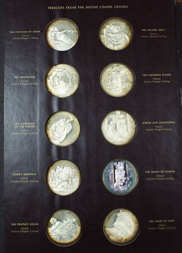 60 Sterling Silver Franklin Mint Medals Featuring Frescoes and Sculpture Themes (1 of 9)