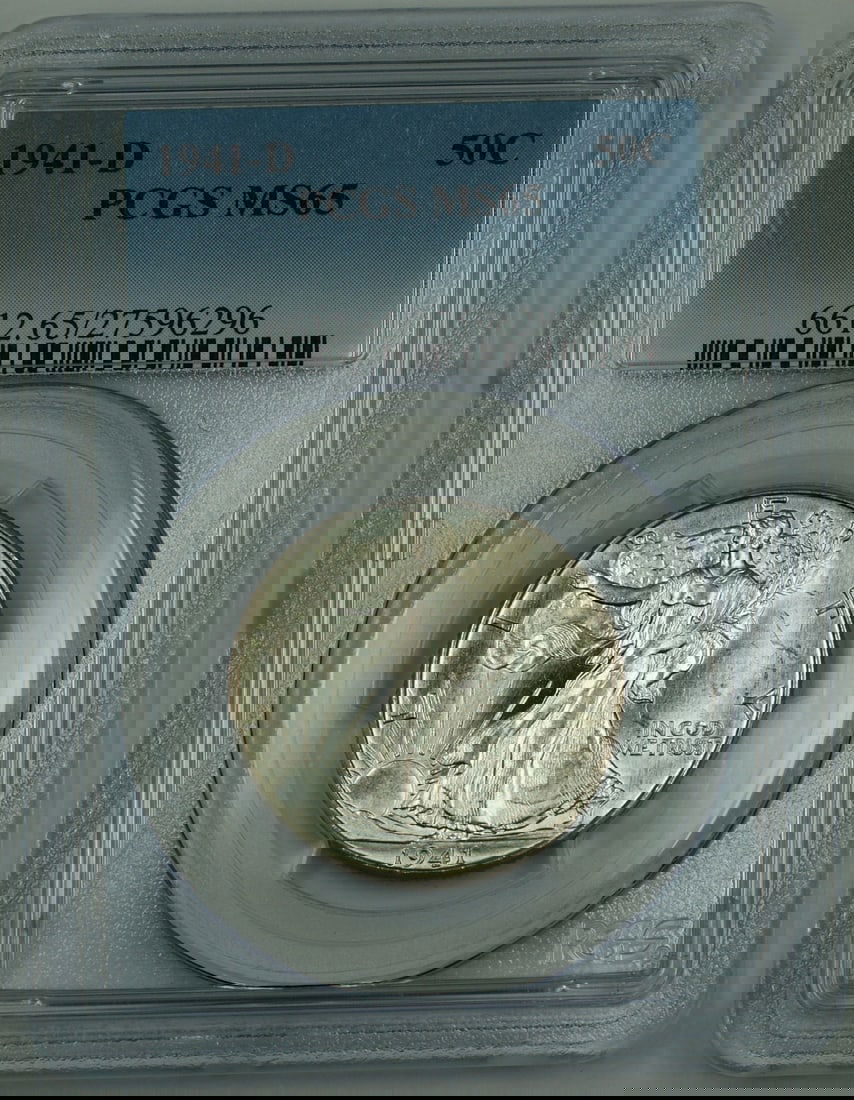 PCGS MS65 1941-D Denver Walking Liberty Silver Half Dollar in New Holder: PCGS MS65 1941-D Denver Walking Liberty Silver Half Dollar in New Holder This 1941-D Walking Liberty Half Dollar is certified by PCGS with a grade of MS-65 and comes in a new holder. Struck at the Den