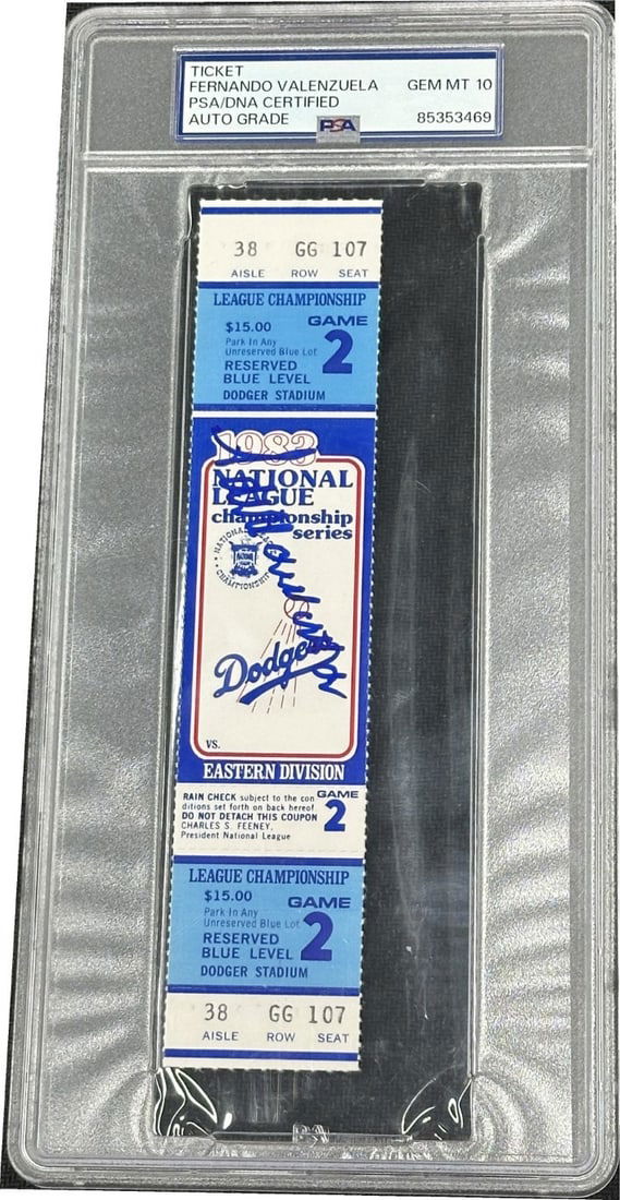 Fernando Valenzuela Signed NLCS Ticket Stub PSA/DNA Authenticated (1 of 2)