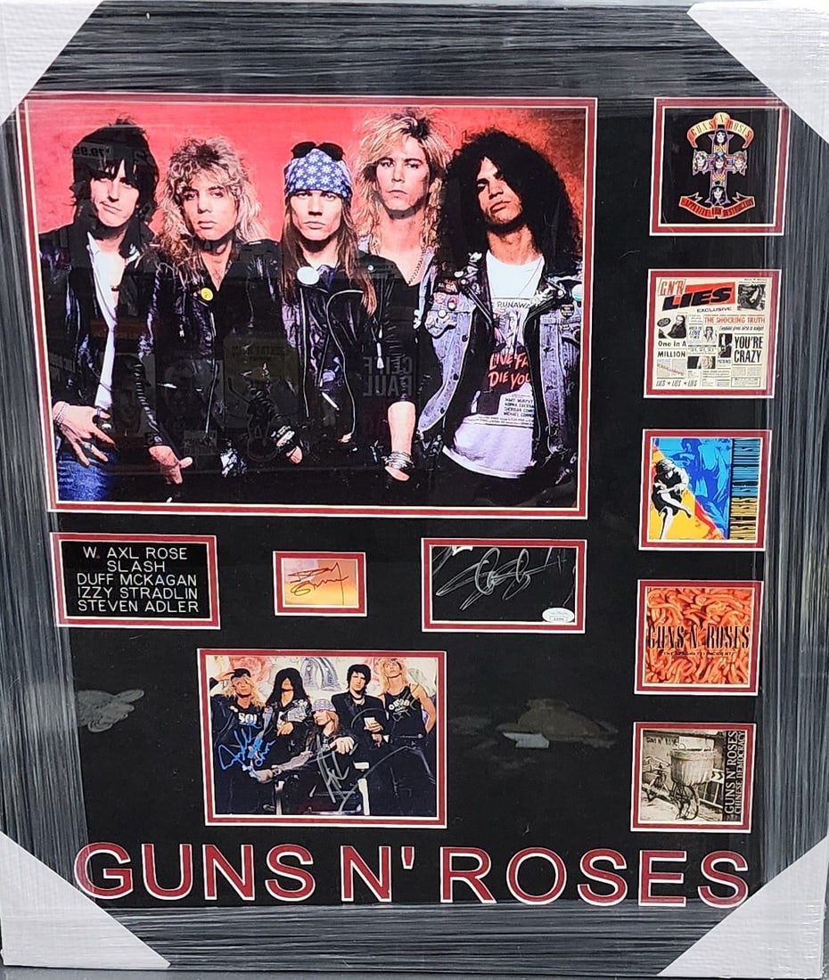 Guns N Roses Signed Display Axl Rose Slash Duff Izzy Steven Adler Authenticated (1 of 3)